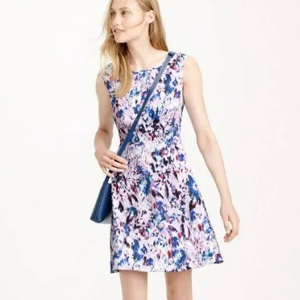 J Crew Fit and Flare Watercolor dress